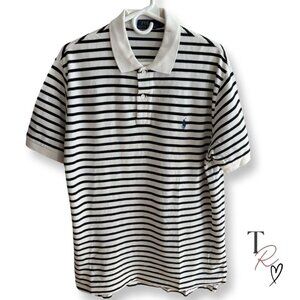 Polo Ralph Lauren Like New Classic Fit Striped Polo Shirt Black & White Large